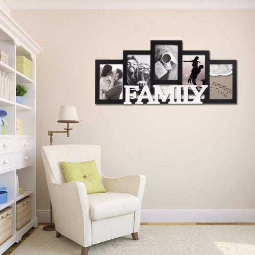 5-Opening 3D Family Collage Picture Frame for Hold 4x6 Inch Pictures
