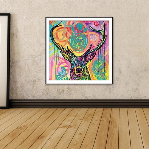 Painted Abstract Deer Head Decorative Painting Home Wall Decor